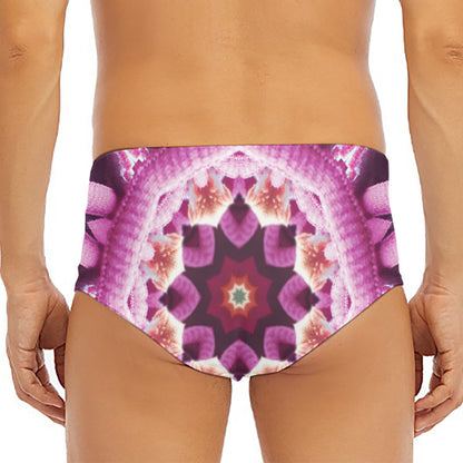 Pink Kaleidoscope Print Men's Triangle Swim Briefs