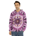 Pink Kaleidoscope Print Men's Velvet Pullover Hoodie