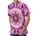 Pink Kaleidoscope Print Men's Velvet T-Shirt