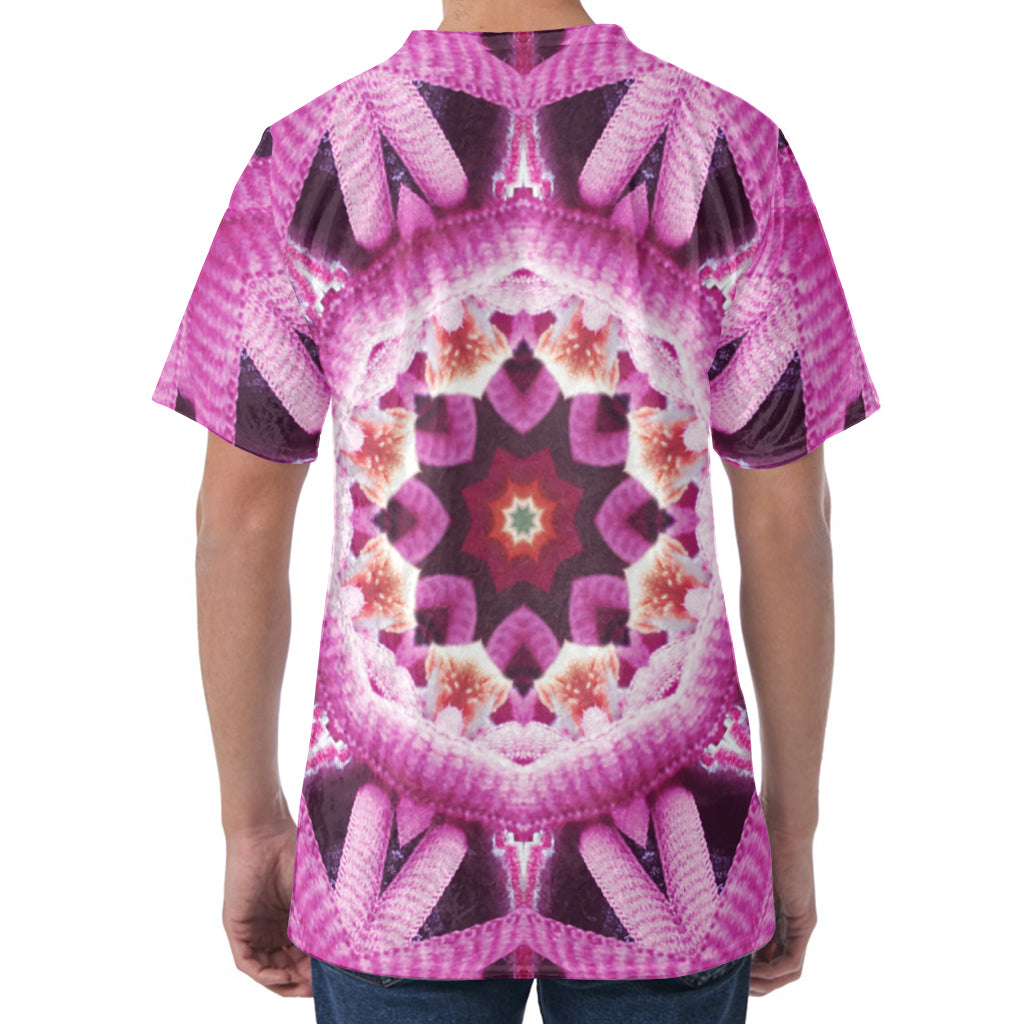 Pink Kaleidoscope Print Men's Velvet T-Shirt