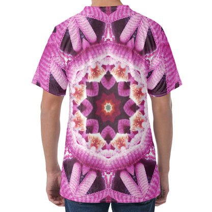 Pink Kaleidoscope Print Men's Velvet T-Shirt