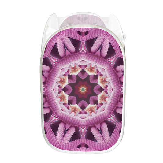 Pink Kaleidoscope Print Mesh Laundry Hamper