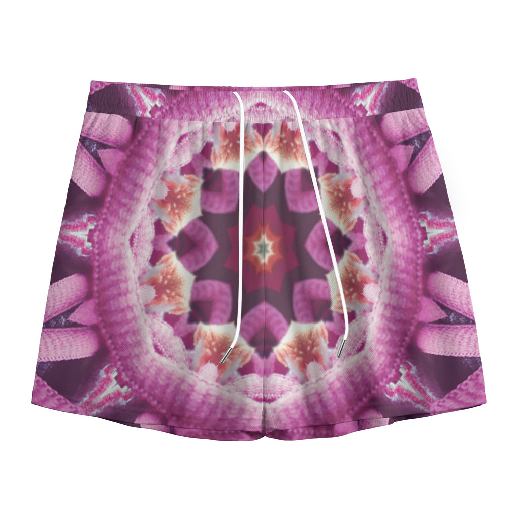Pink Kaleidoscope Print Mesh Shorts