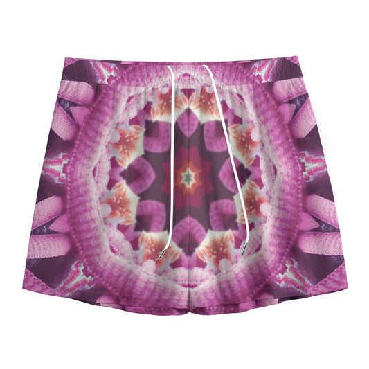 Pink Kaleidoscope Print Mesh Shorts