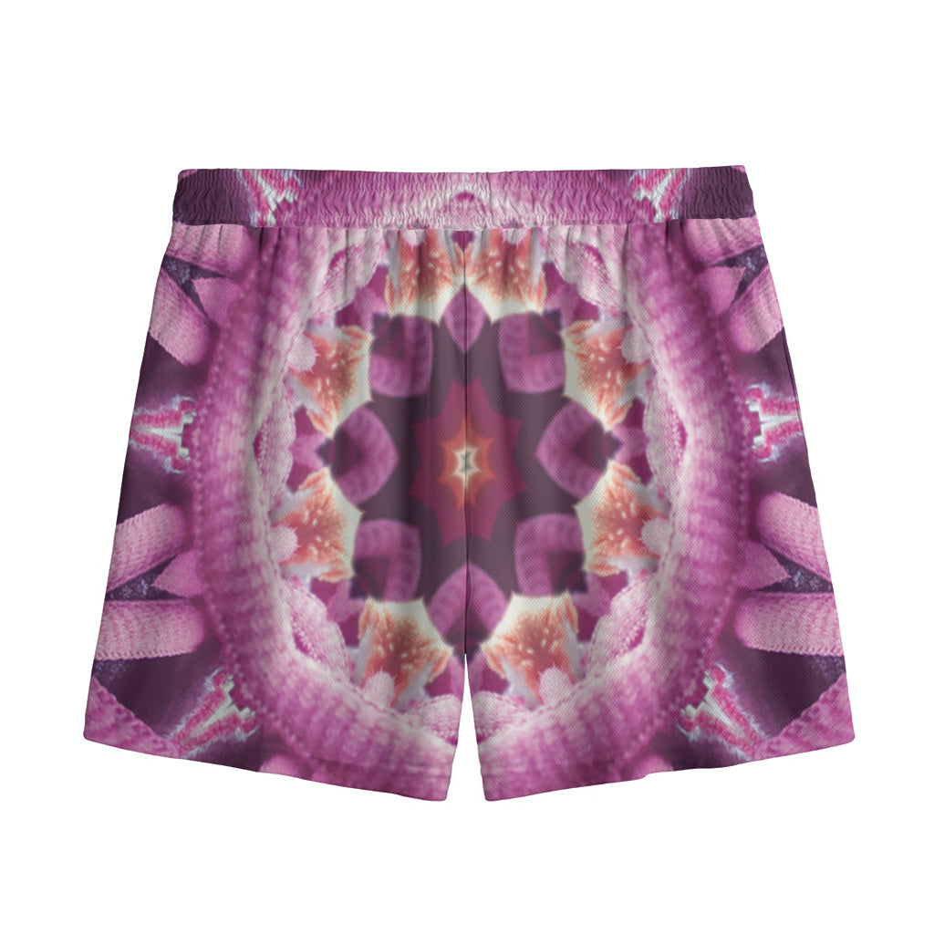 Pink Kaleidoscope Print Mesh Shorts