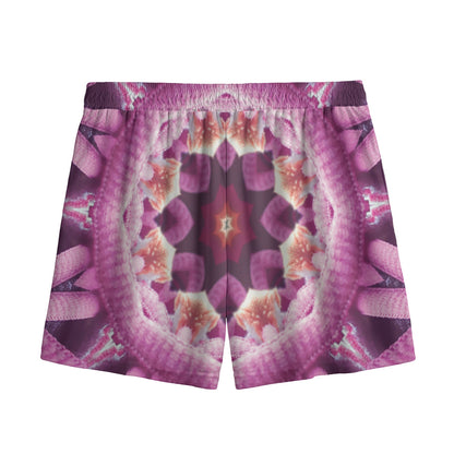 Pink Kaleidoscope Print Mesh Shorts
