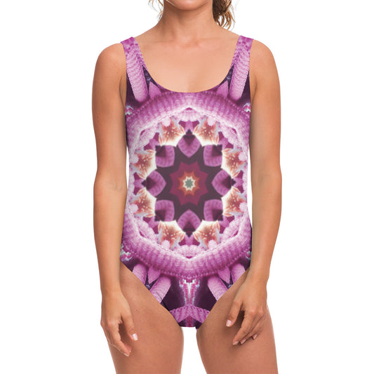 Pink Kaleidoscope Print One Piece Swimsuit