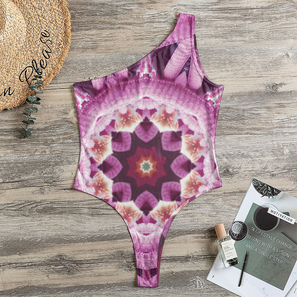 Pink Kaleidoscope Print One Shoulder Bodysuit