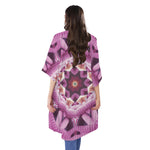 Pink Kaleidoscope Print Open Front Beach Cover Up