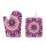 Pink Kaleidoscope Print Oven Mitt And Pot Holder Set