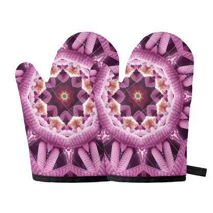 Pink Kaleidoscope Print Oven Mitts