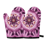 Pink Kaleidoscope Print Oven Mitts