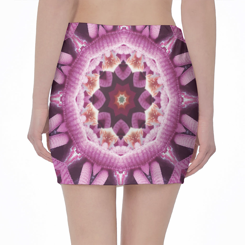 Pink Kaleidoscope Print Pencil Mini Skirt