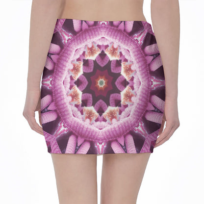 Pink Kaleidoscope Print Pencil Mini Skirt
