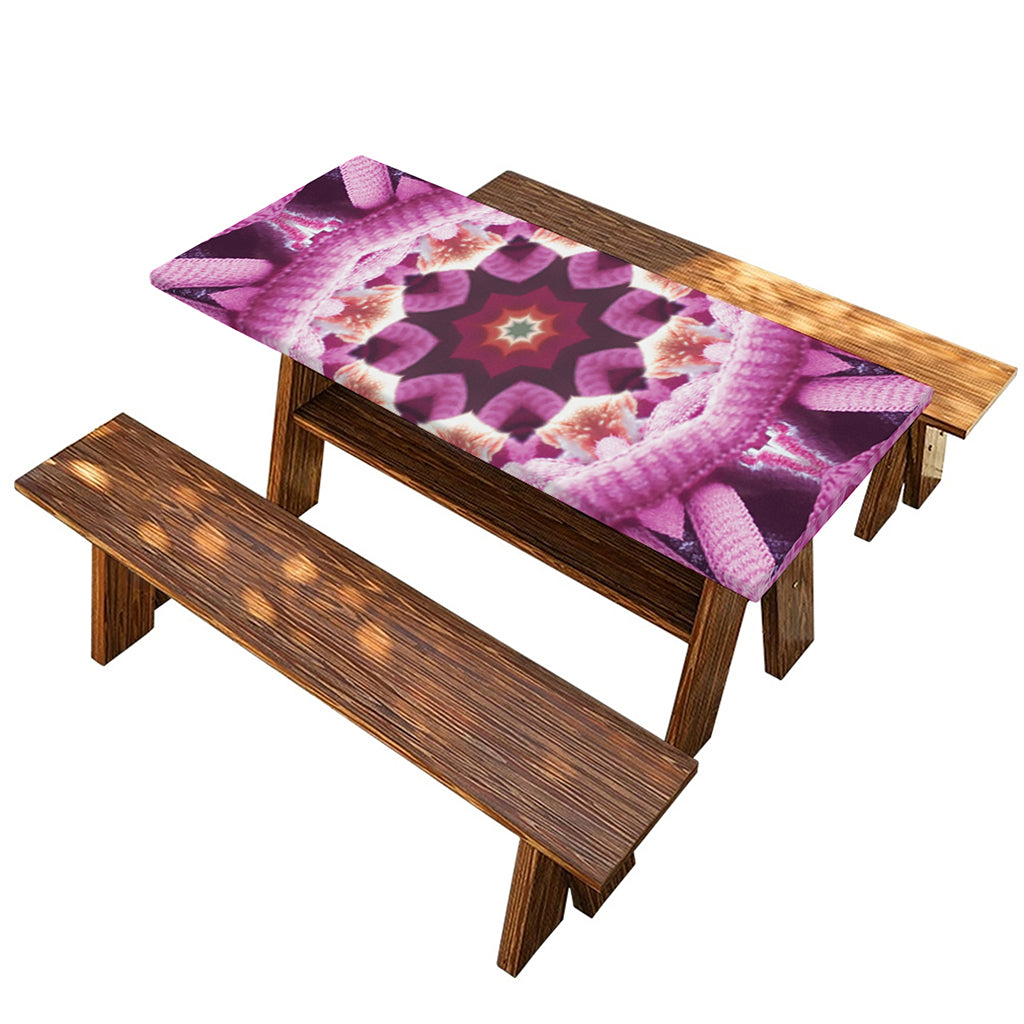 Pink Kaleidoscope Print Picnic Table Cover