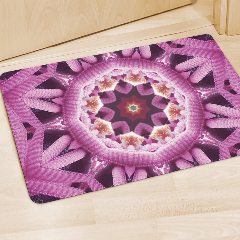 Pink Kaleidoscope Print Polyester Doormat