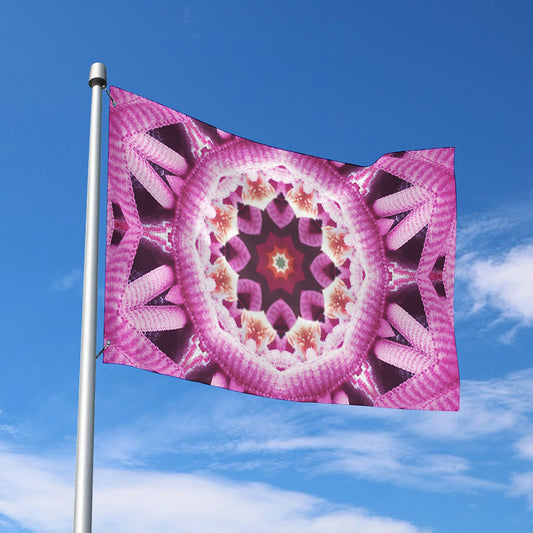 Pink Kaleidoscope Print Polyester Flag