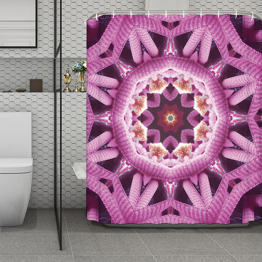 Pink Kaleidoscope Print Polyester Shower Curtain