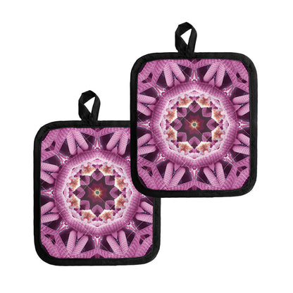 Pink Kaleidoscope Print Pot Holders