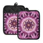 Pink Kaleidoscope Print Pot Holders With Pocket