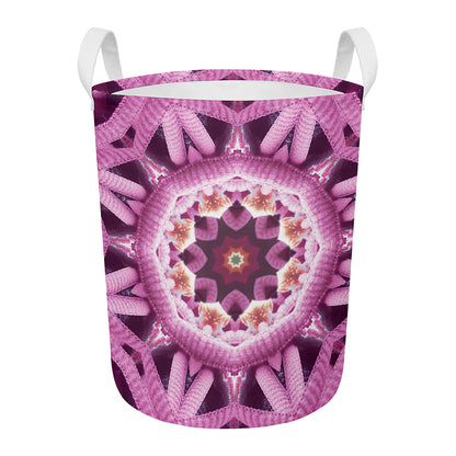 Pink Kaleidoscope Print Round Laundry Basket