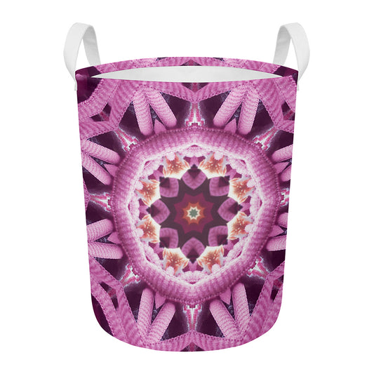 Pink Kaleidoscope Print Round Laundry Basket