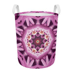 Pink Kaleidoscope Print Round Laundry Basket