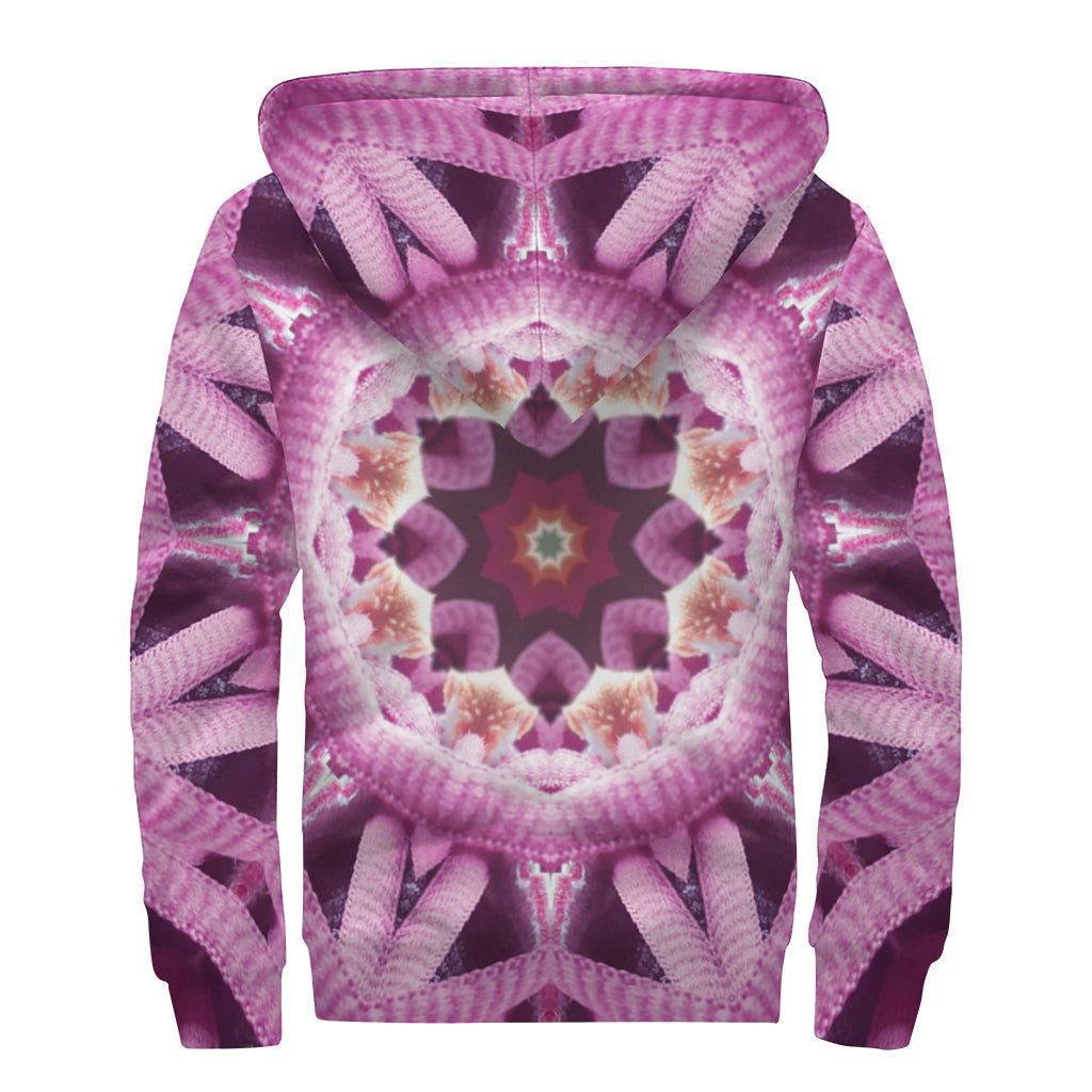 Pink Kaleidoscope Print Sherpa Lined Zip Up Hoodie