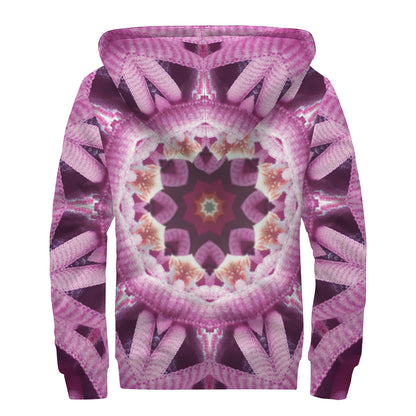 Pink Kaleidoscope Print Sherpa Lined Zip Up Hoodie