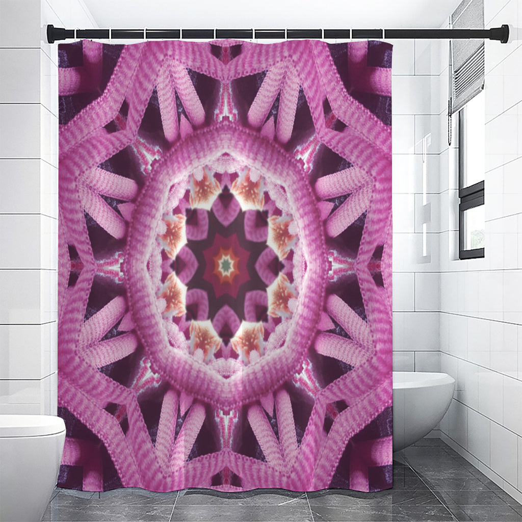 Pink Kaleidoscope Print Shower Curtain