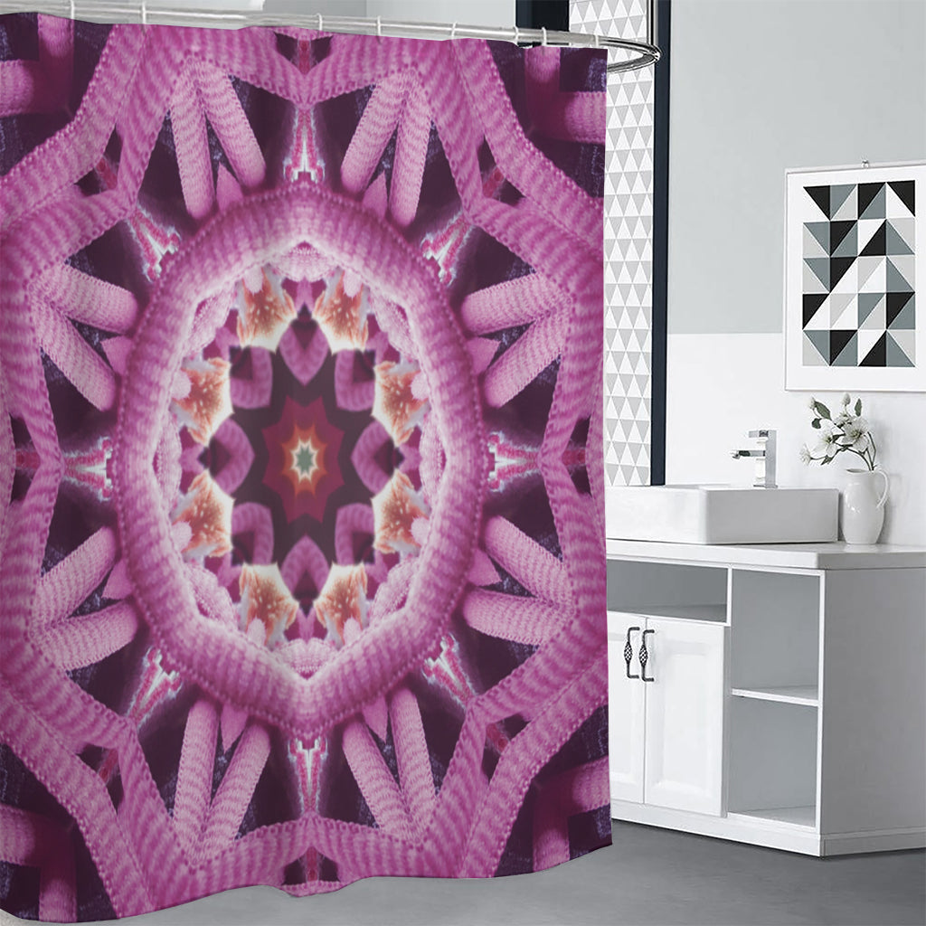 Pink Kaleidoscope Print Shower Curtain