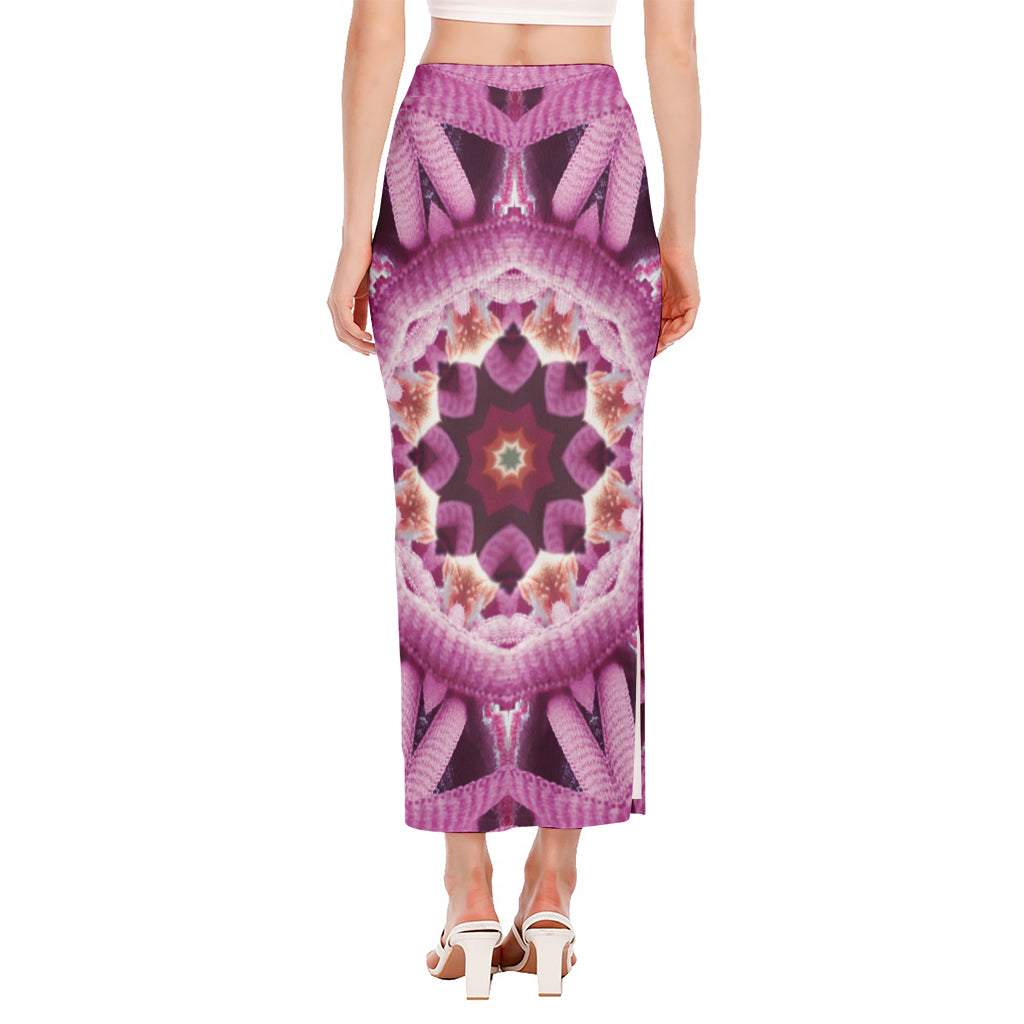 Pink Kaleidoscope Print Side Slit Maxi Skirt