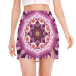 Pink Kaleidoscope Print Side Slit Mini Skirt