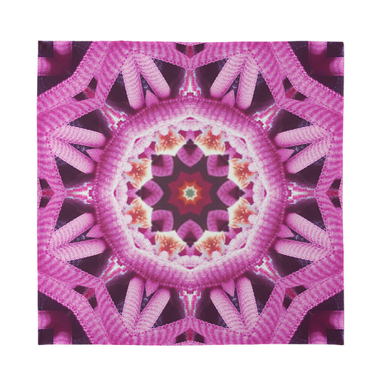 Pink Kaleidoscope Print Silk Bandana