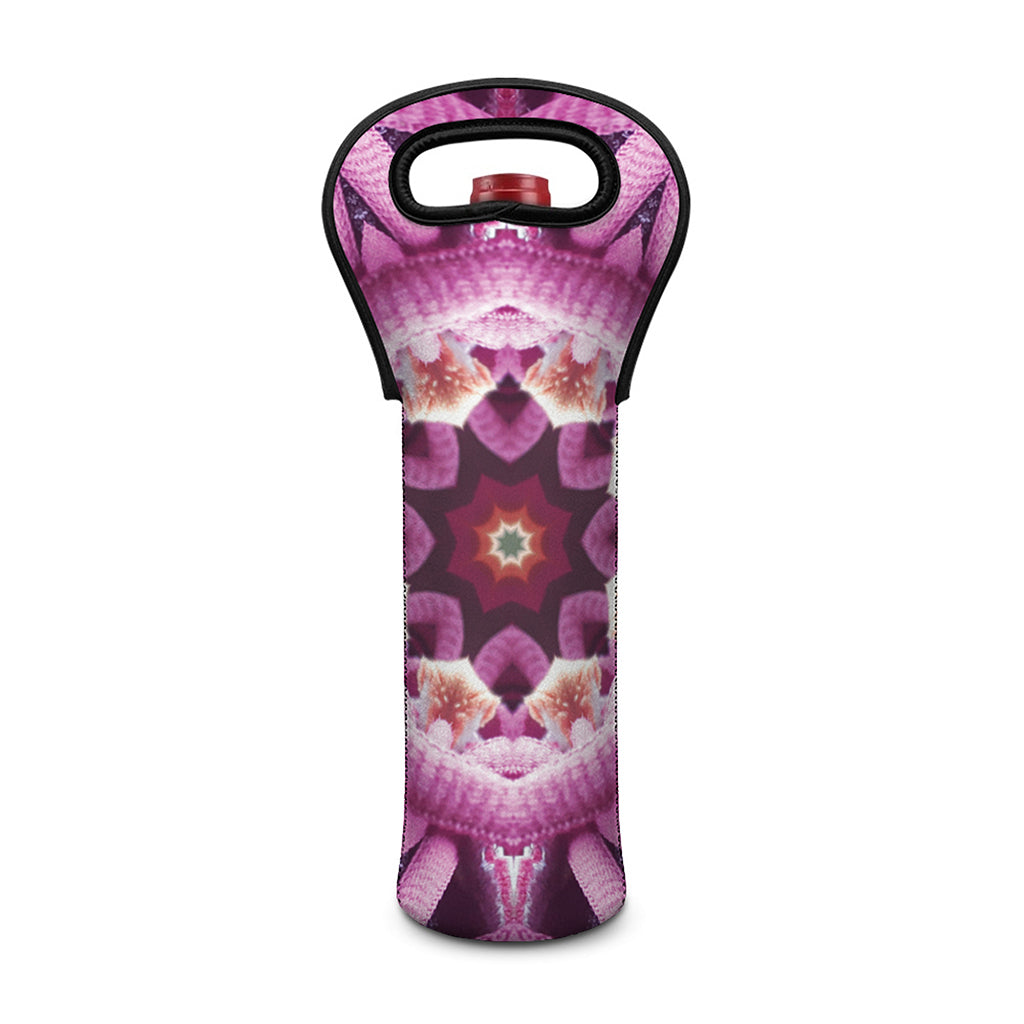 Pink Kaleidoscope Print Single Neoprene Wine Tote