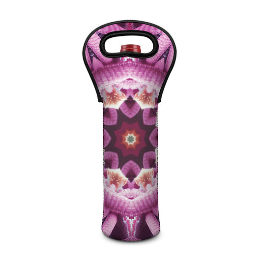 Pink Kaleidoscope Print Single Neoprene Wine Tote