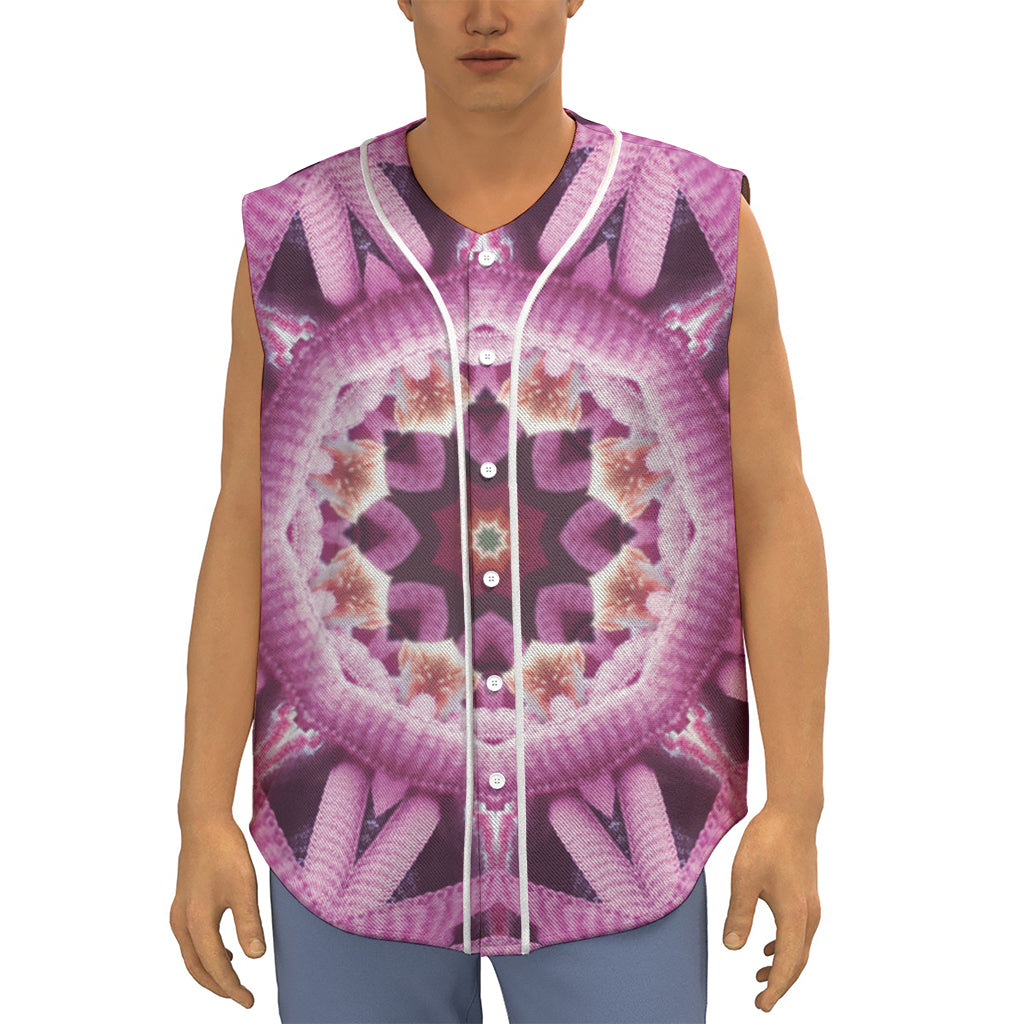 Pink Kaleidoscope Print Sleeveless Baseball Jersey