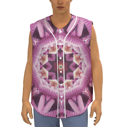 Pink Kaleidoscope Print Sleeveless Baseball Jersey