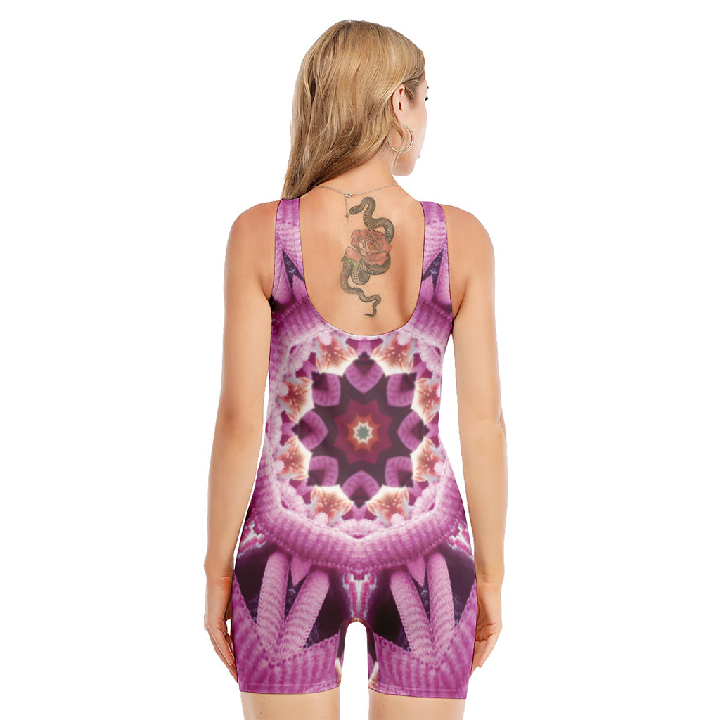 Pink Kaleidoscope Print Sleeveless One Piece Swimsuit