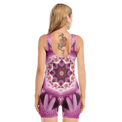 Pink Kaleidoscope Print Sleeveless One Piece Swimsuit