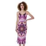 Pink Kaleidoscope Print Slim Fit Midi Cami Dress