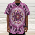 Pink Kaleidoscope Print Textured Short Sleeve Shirt