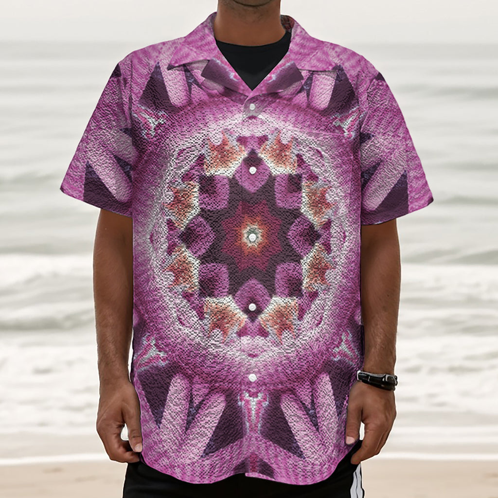 Pink Kaleidoscope Print Textured Short Sleeve Shirt