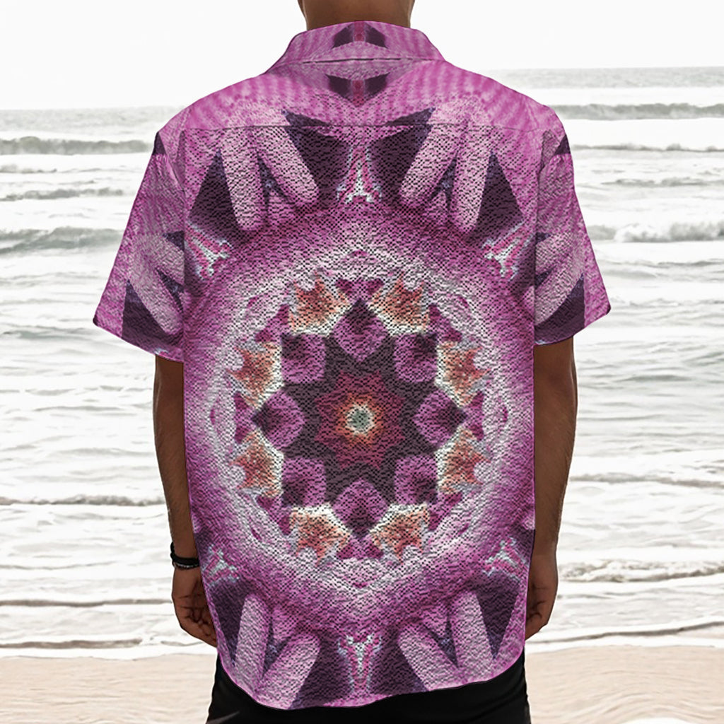 Pink Kaleidoscope Print Textured Short Sleeve Shirt