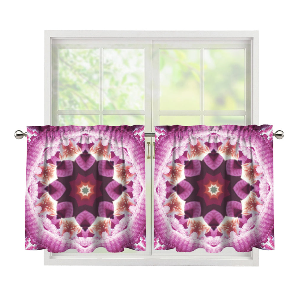 Pink Kaleidoscope Print Tier Curtains
