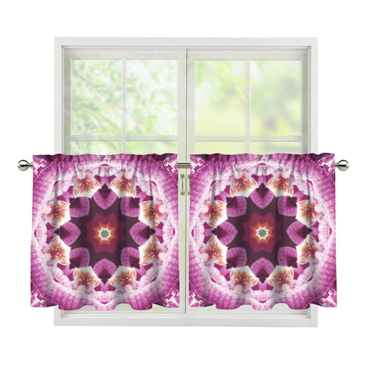 Pink Kaleidoscope Print Tier Curtains