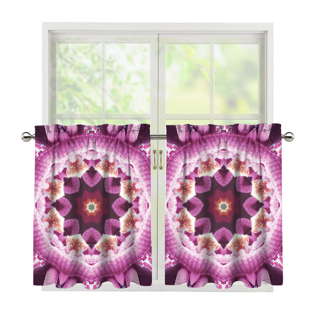 Pink Kaleidoscope Print Tier Curtains