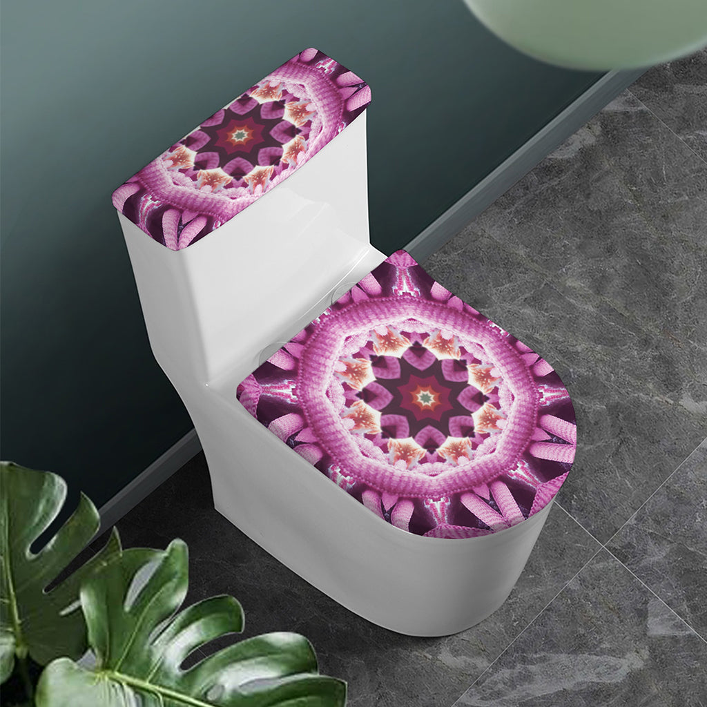 Pink Kaleidoscope Print Toilet Lid And Tank Cover Set
