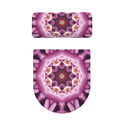 Pink Kaleidoscope Print Toilet Lid And Tank Cover Set