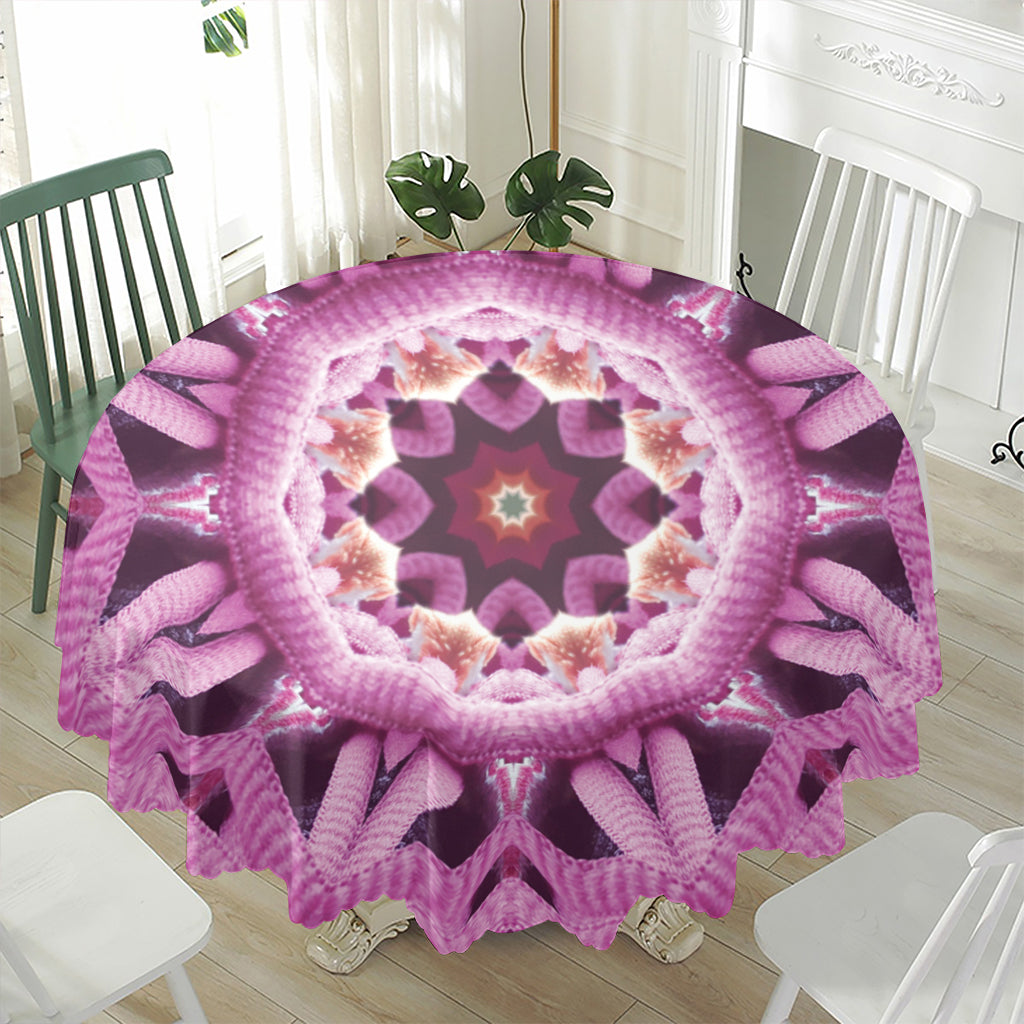 Pink Kaleidoscope Print Waterproof Round Tablecloth